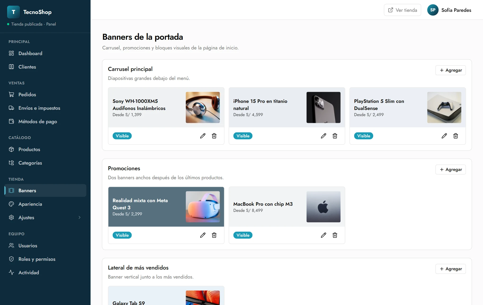 Gestión de banners por ubicación
