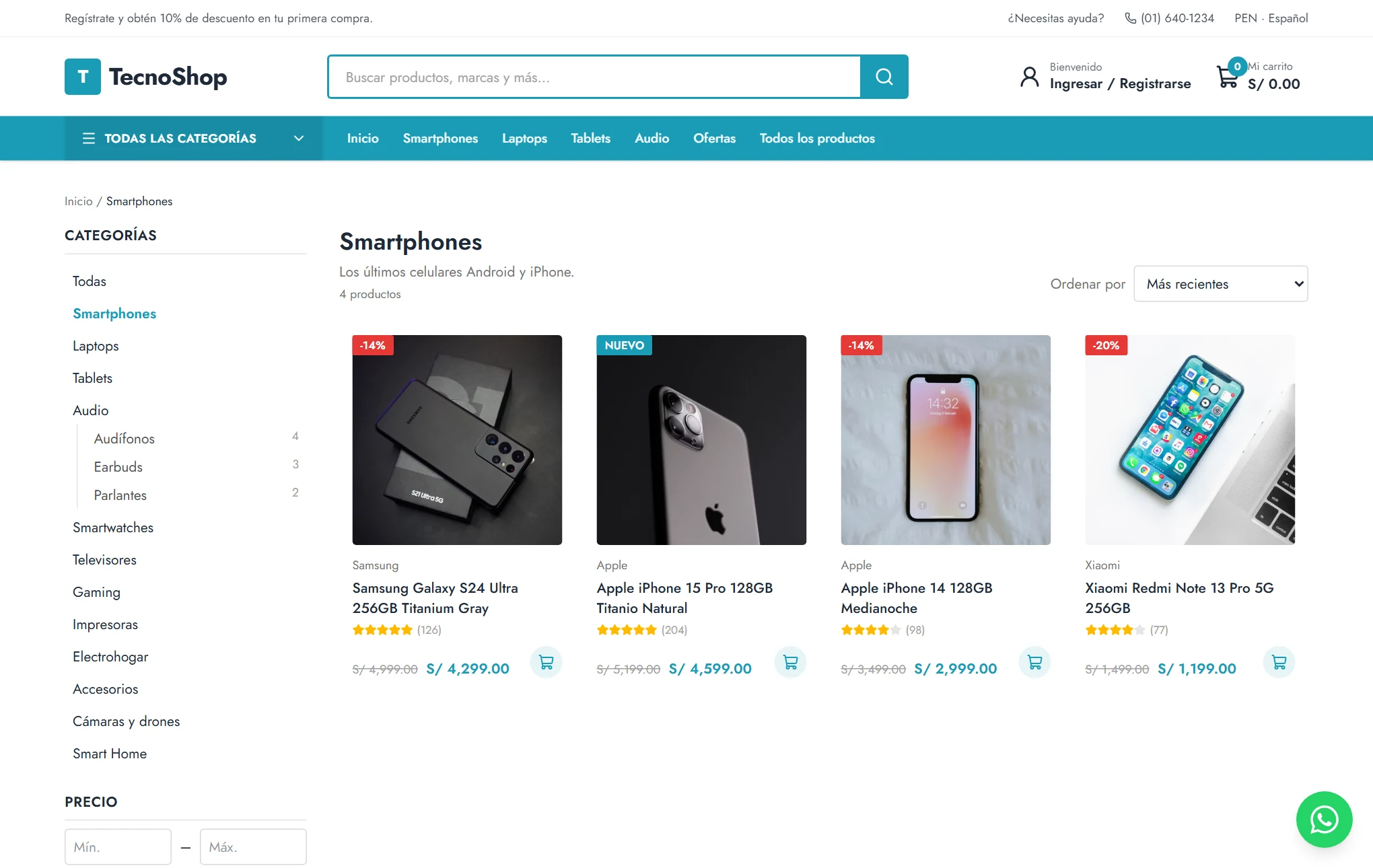 Listado de una categoría con filtros
